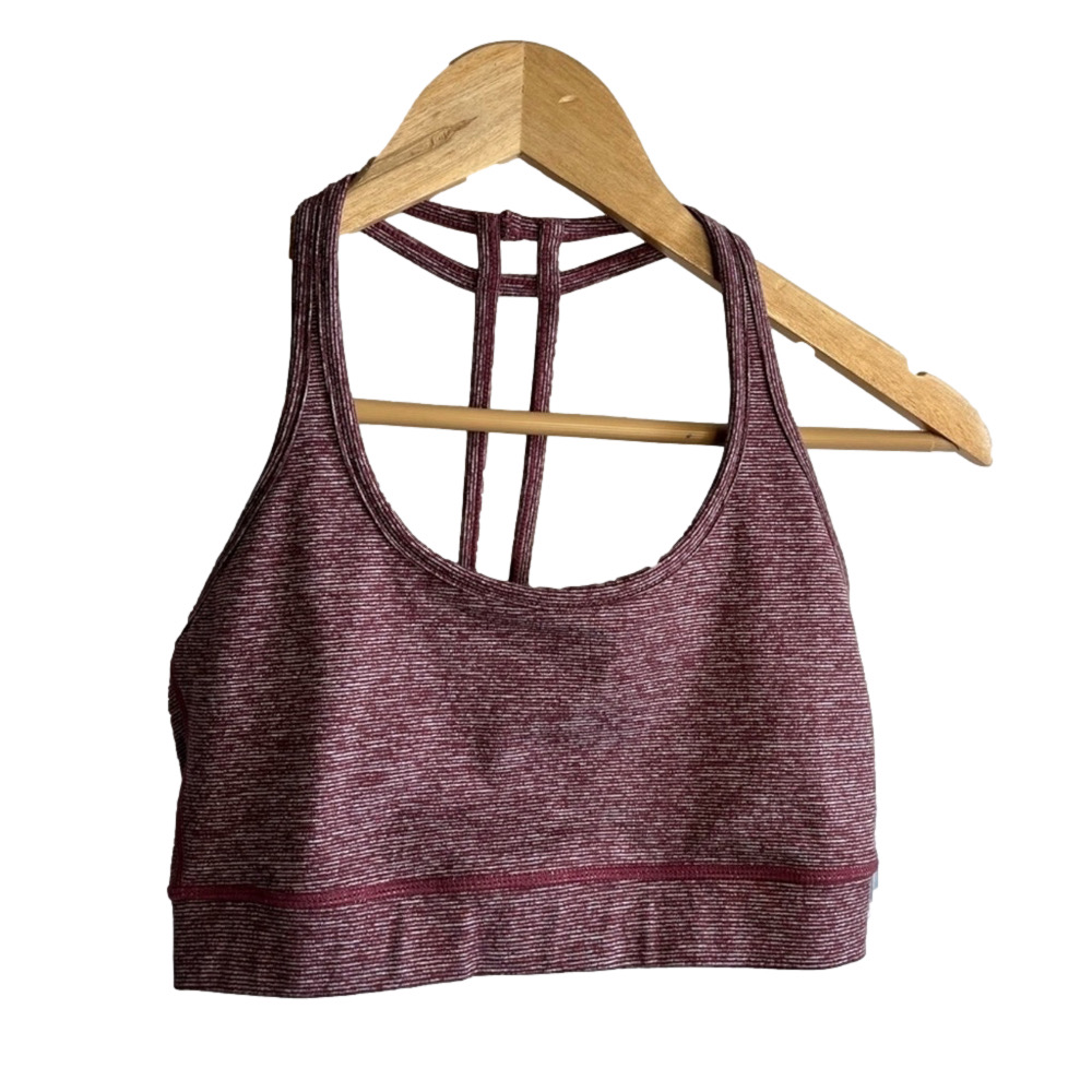 Women's Whisper Anna Bra Top Size S Burgundy Stripe T Back NWT